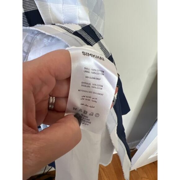 NEW Simkhai Jazz Frayed Paneled Checked Cotton Voile Midi Shirt Dress Size: XS - Picture 5 of 7